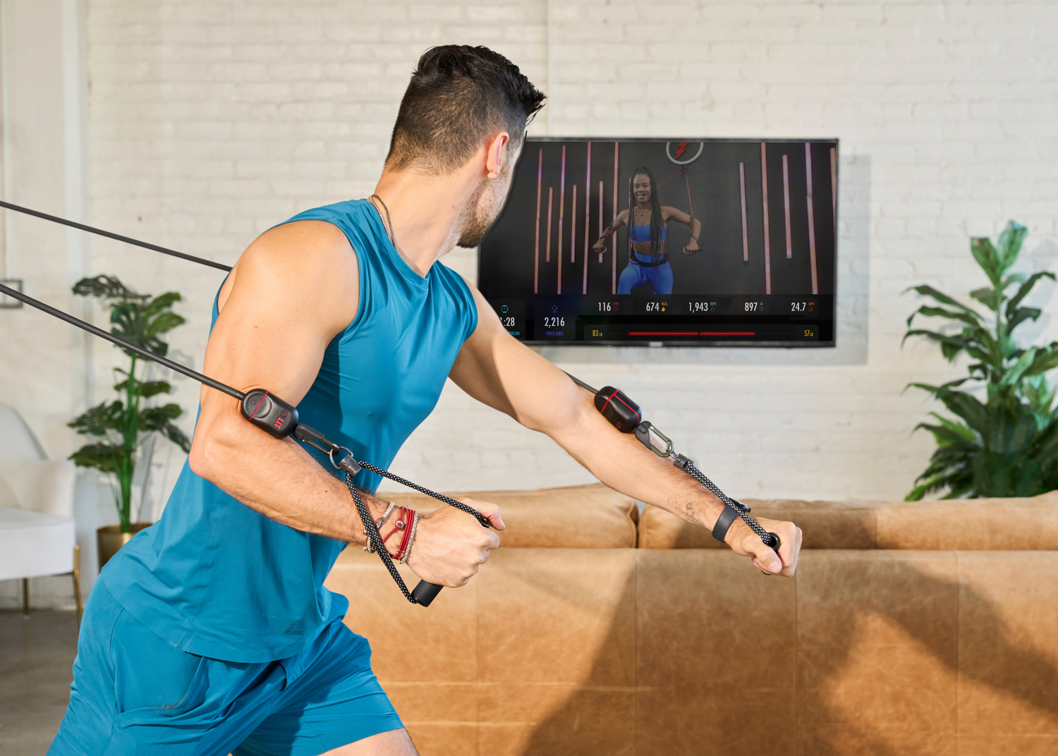 A Man Doing Low Impact Exercise With LIT Axis Smart Resistance Bands