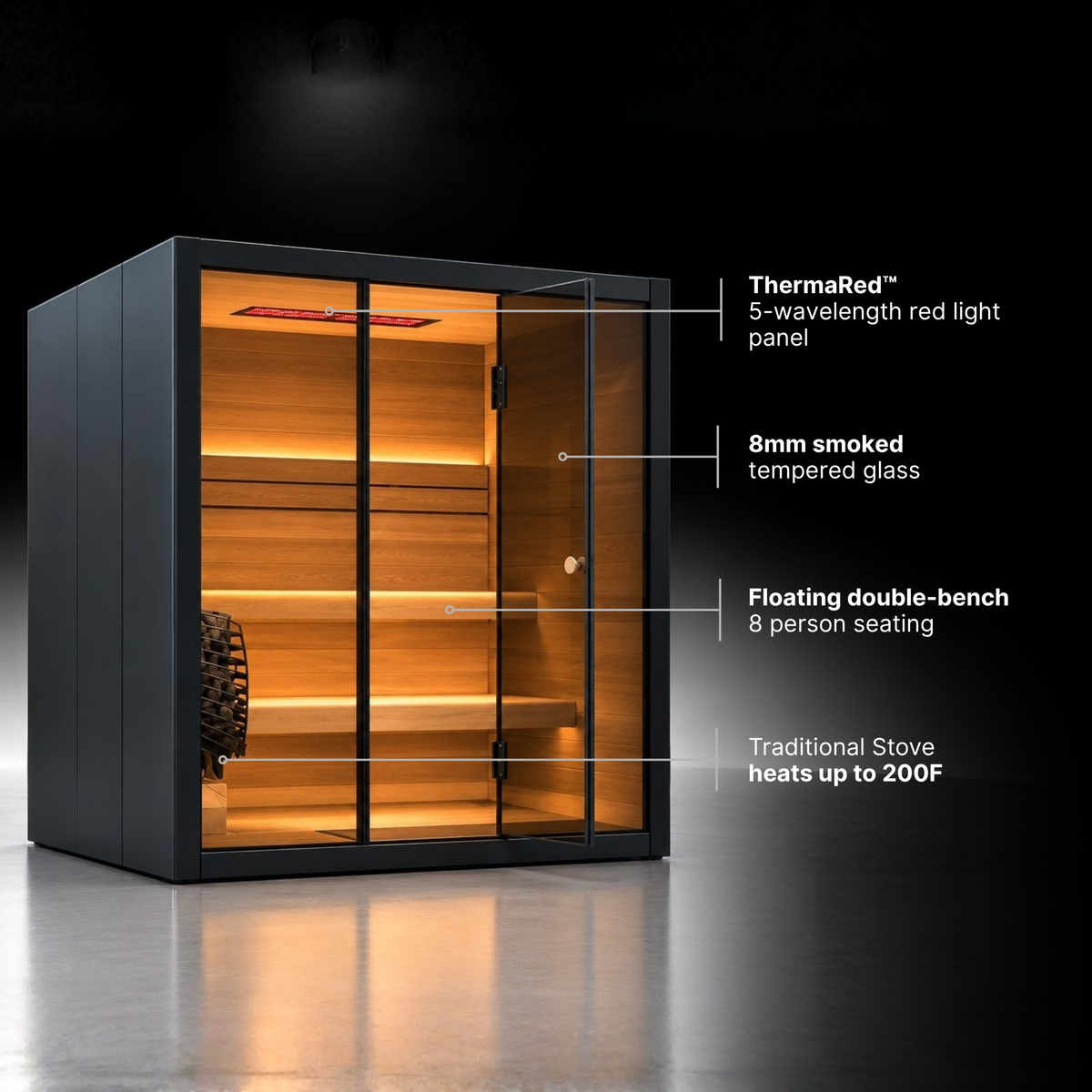 Vault Luxe  — Traditional + Red Light Sauna (8 person)