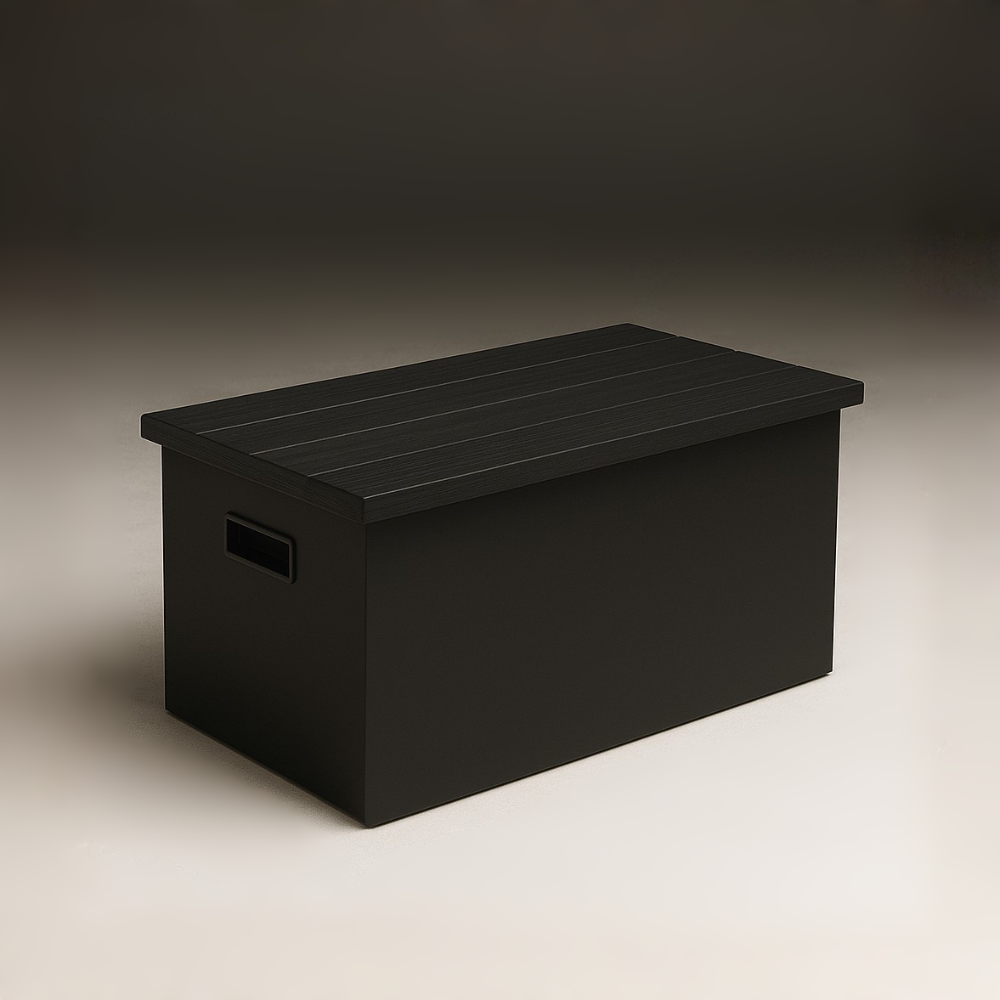 Stealth Black Step Stool with Storage