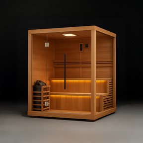 Cedar Barrel Cold Plunge + Solis Traditional Sauna (2-3)