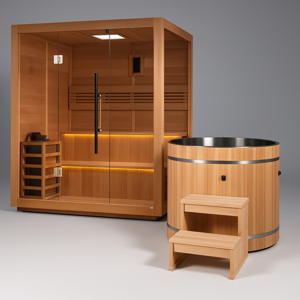 Cedar Barrel Cold Plunge + Solis Traditional Sauna (2-3)