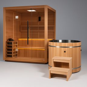 Cedar Barrel Cold Plunge + Solis Traditional Sauna (2-3)